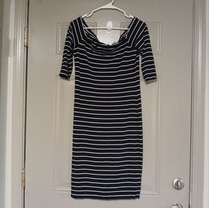 Belle & Sky  Off Shoulder Striped Midi Dress Size L